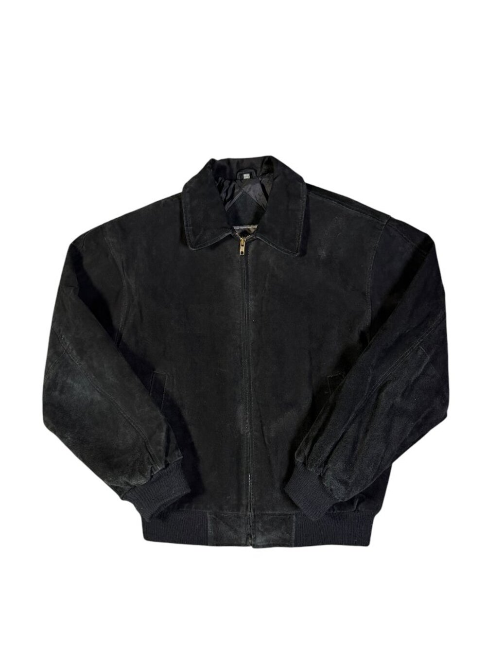 David Taylor Genuine Leather Bomber Jacket Black Quilted Lined Size S
